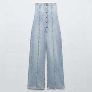 Zara Strapless Denim Jumpsuit